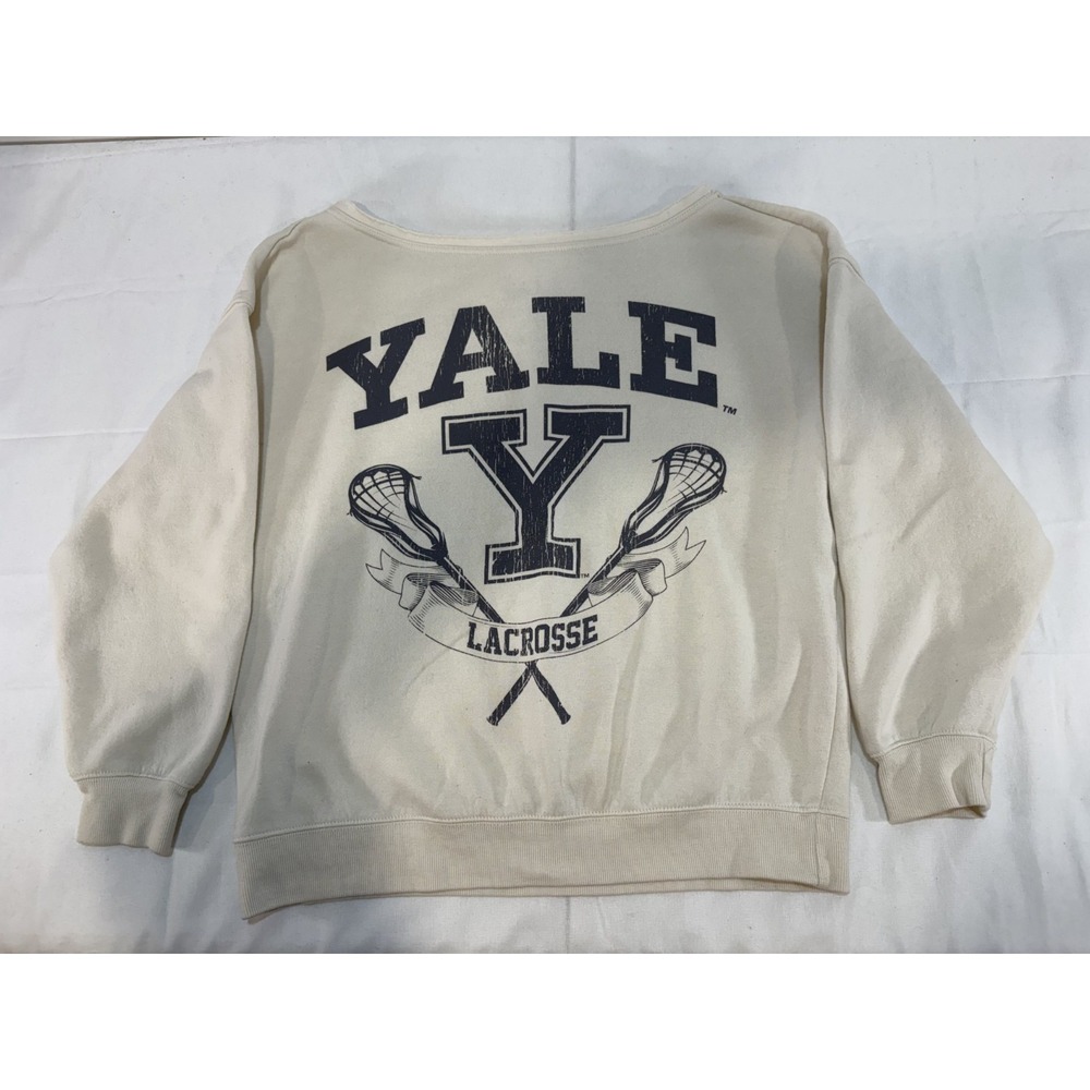 Yale University Athleisure Lacrosse Boatneck Women's Ivory Sweatshirt Medium